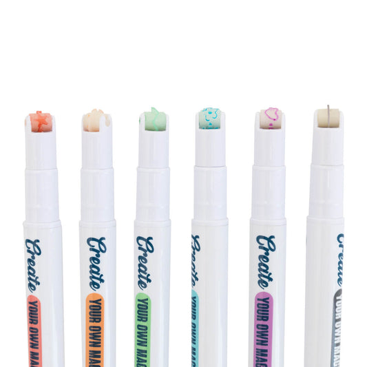 Kit de 6 canetas de cores com carimbo - Create your own magic