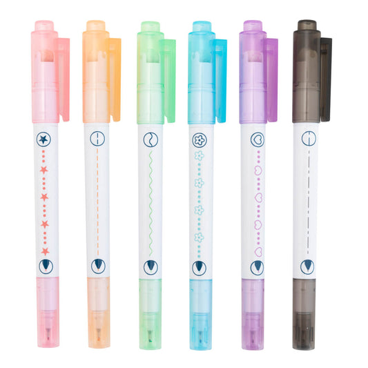 Kit de 6 canetas de cores com carimbo - Create your own magic