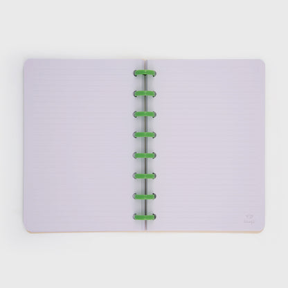 Caderno A5 - Amarelo, verde e lilás