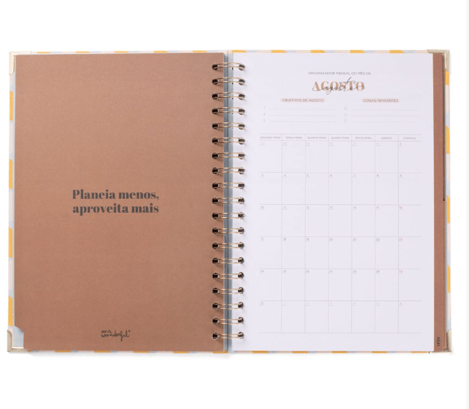 Conjunto Agenda Wonder 2025-26 Semanal + Caneta - No Stress