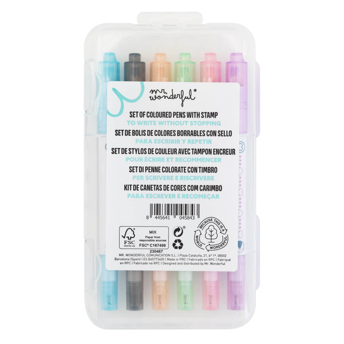 Kit de 6 canetas de cores com carimbo - Create your own magic